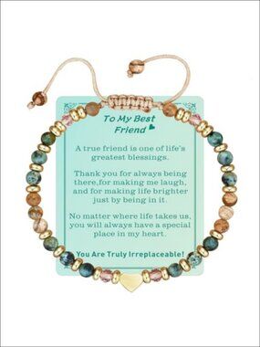 Gemstone Stretch Bracelet Inspirational Gift Card Friendship Jewelry